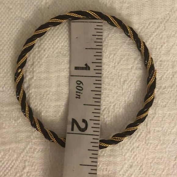 5/$25 SALE Set of Two (2) Braided Twist Gold and Black Tone Bracelets - Picture 4 of 5